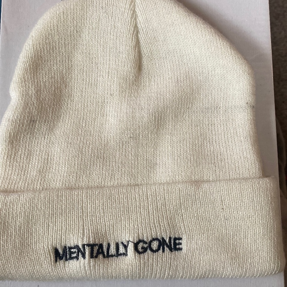 White mentally gone beanie